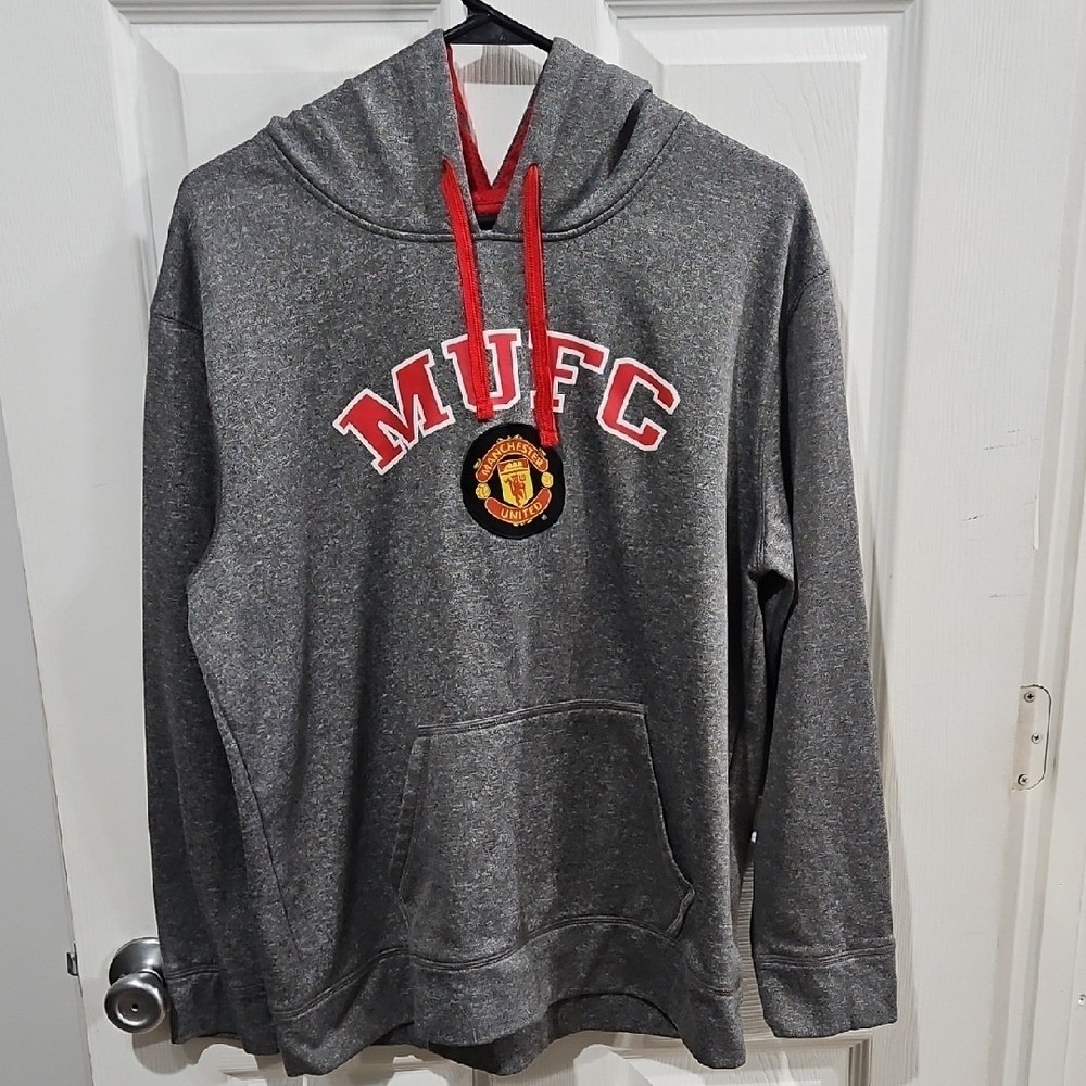 Manchester United MUFC Gray Pullover Hoodie Soccer Football Size‎ Large